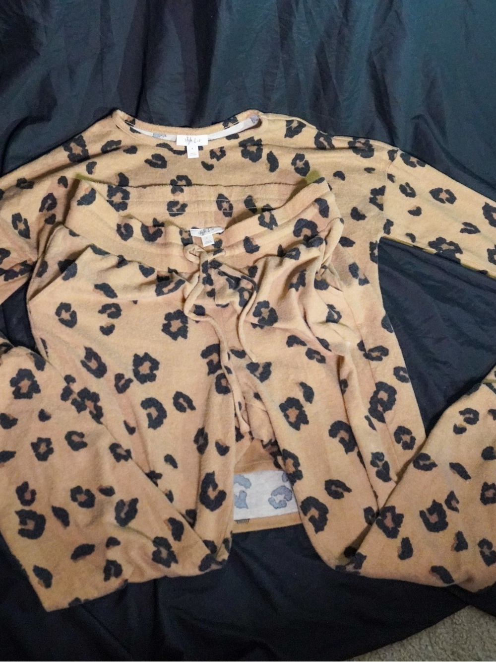 Style & Co. Leopard Print Knit Top & Bottom Pajama “Set” - Brown & Black